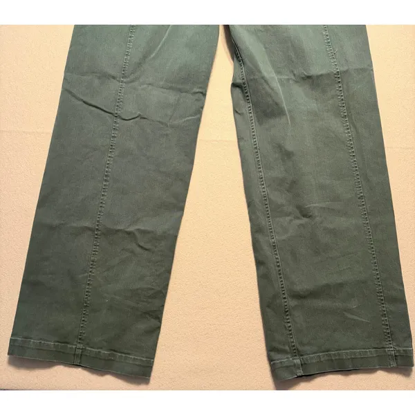 Maeve Anthropologie Wide Leg Pants Green Seam Detail Women 28T - Image 12