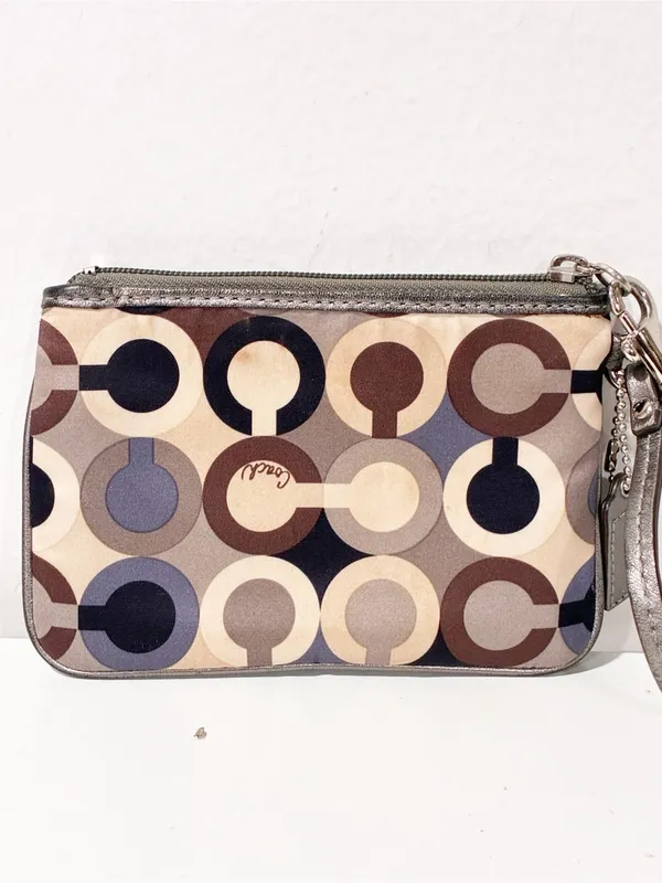 Coach Madison Op Art Sequin Wristlet Brown Neutral Wallet - Image 4