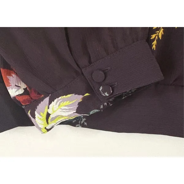 Madewell Floral Wrap Top Burgundy Side Tie‎ V-Neck Blouse 3/4 Sleeve Size M - Image 7