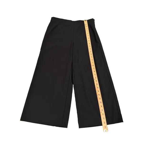 Loft Wide Leg Cropped Pants Womens 10 Black Office Work Minimal Travel Vacation - Image 4