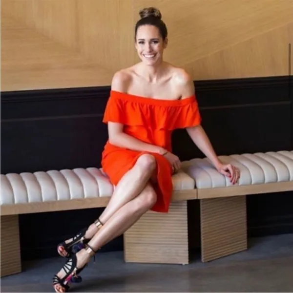 Veronica Beard Oleta Off‎ Shoulder Orange Midi Dress Size 4 Flamenco - Image 3