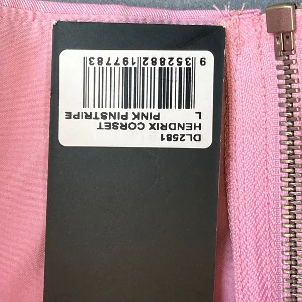 BY.DYLN Hendrix Corset Pink‎ Pinstripe Square Neck Crop Top DL2581 Womens Large - Image 7
