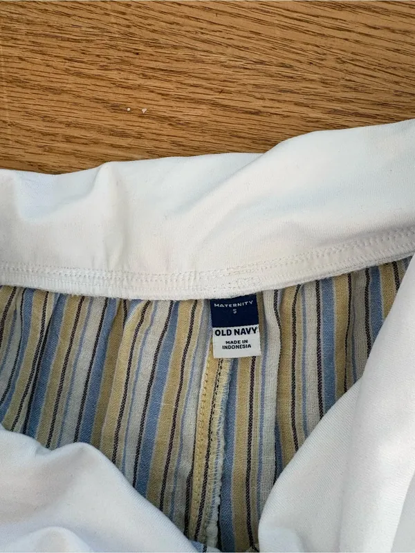 Old Navy maternity Striped Blue & Yellow High-Waist Shorts - Image 3