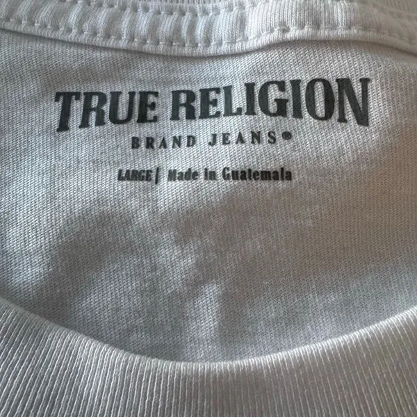 True Religion White Embellished Crystal Rose Romantic Y2K Style Baby Tee Sz L - Image 9