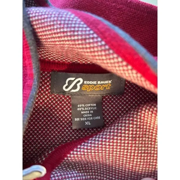 Eddie Bauer Sport Snowflake Full Zip Sweater Jacket XL Red - Image 2