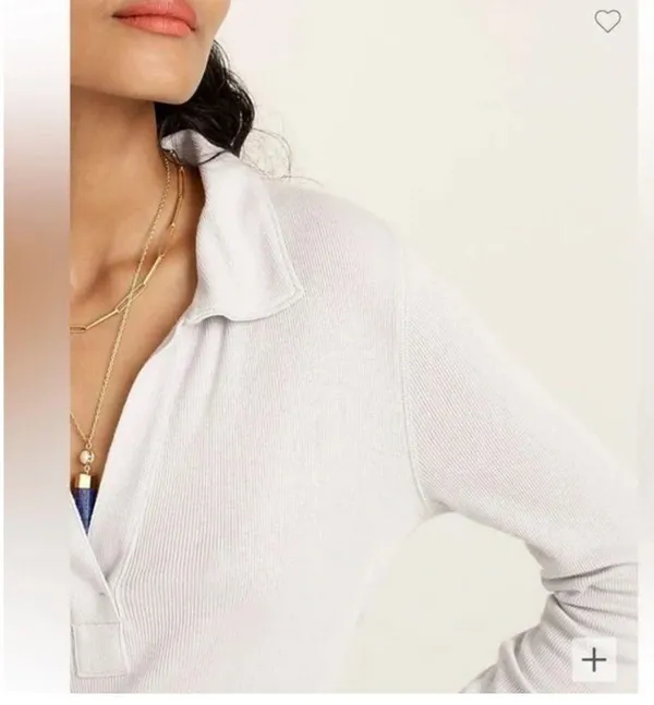 J crew white Ribbed polo long sleeve T-shirt size small new - Image 2