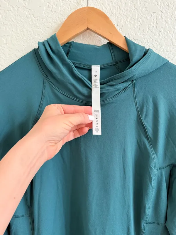Lululemon it’s Rulu Teal Green Blue Long Sleeve Hooded‎ Top Shirt 12 - Image 5