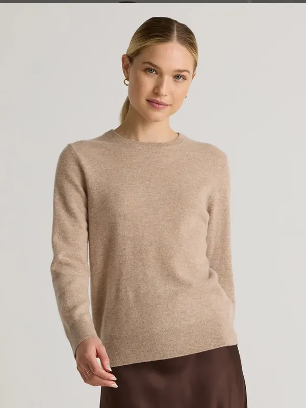Quince Mongolian Cashmere Crewneck Sweater - Oatmeal - Image 2