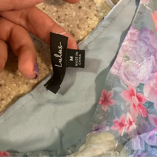 NWOT Lulus Elegant Personality Slate Blue Floral Burnout Midi Dress - Image 10