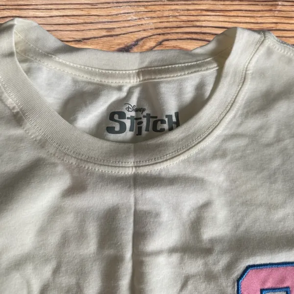 New Disney Stitch Cream T-Shirt with Patches Women’s Medium - Image 3