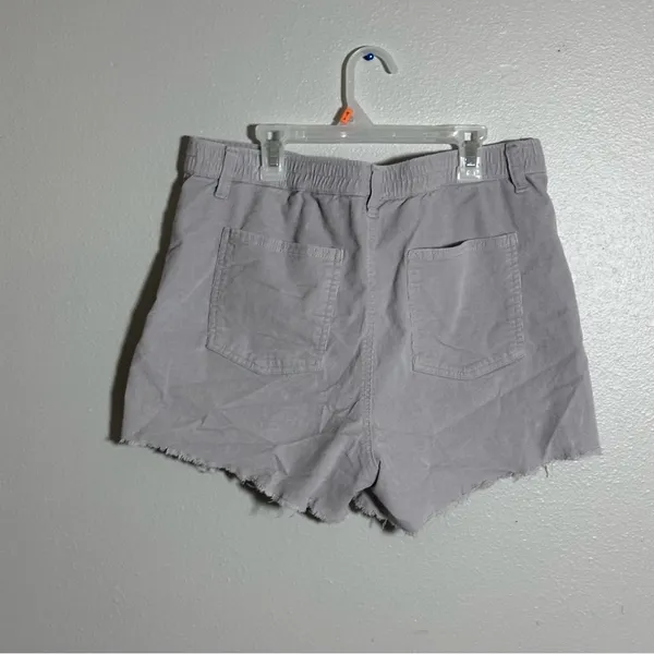 Aerie Women Ribbed Cut Off Gray Curdoroy Shorts Size Large‎ - Image 3