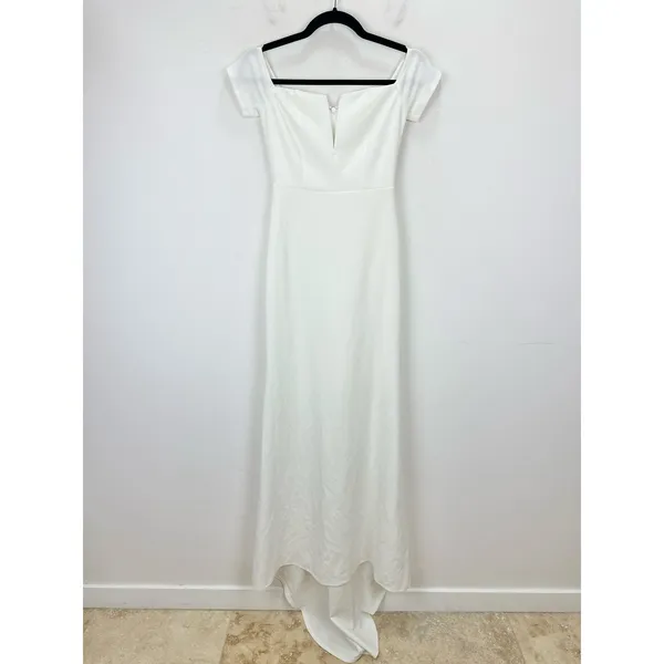 NEW Lulus Loveliest Aura White Off-the-Shoulder Mermaid Maxi Dress Wedding XS - Image 5
