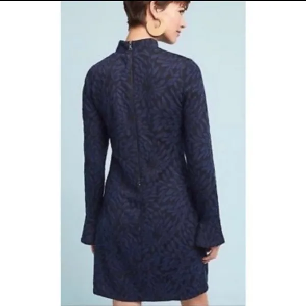 Anthropologie Hutch Michaela dress‎ long sleeve mock neck black navy blue M - Image 2
