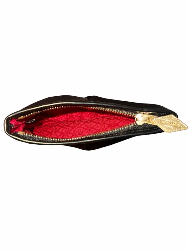 MZ Wallace Black Wristlet with Gold Logo Plate - Image 2