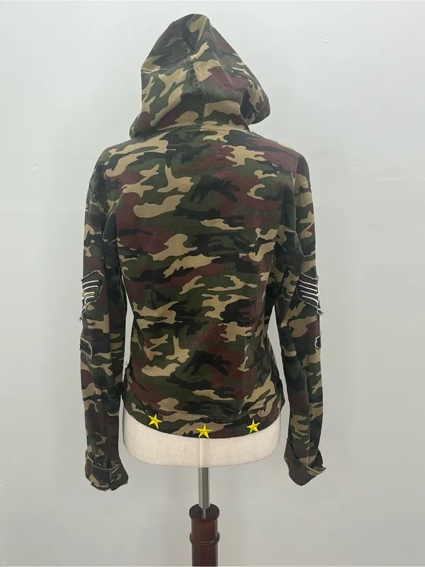 Sister Moses RosyLovi's Womens Full Zip Military Patches Flag Hoodie Jacket XL - Image 7