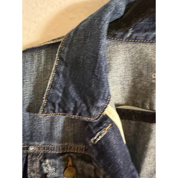 Gap 1969 Women's Denim Jean Jacket Size Large Distressed Trucker - Image 5