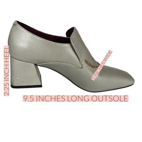 Charles & Keith Gray Leather Block Heel Chain Loafers (36) - Image 13