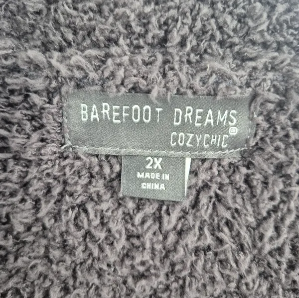 Barefoot Dreams QVC comfy button sweatshirt Cozy Chic Charcoal Teddy Jacket 2X - Image 2