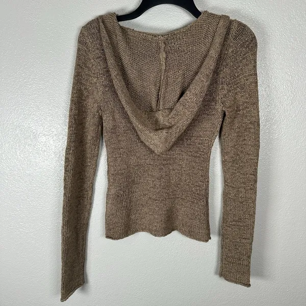 NEW SILENCE + NOISE Knit Hoodie Sweater Top Size Medium Taupe Tan Boho Beachy‎ - Image 3