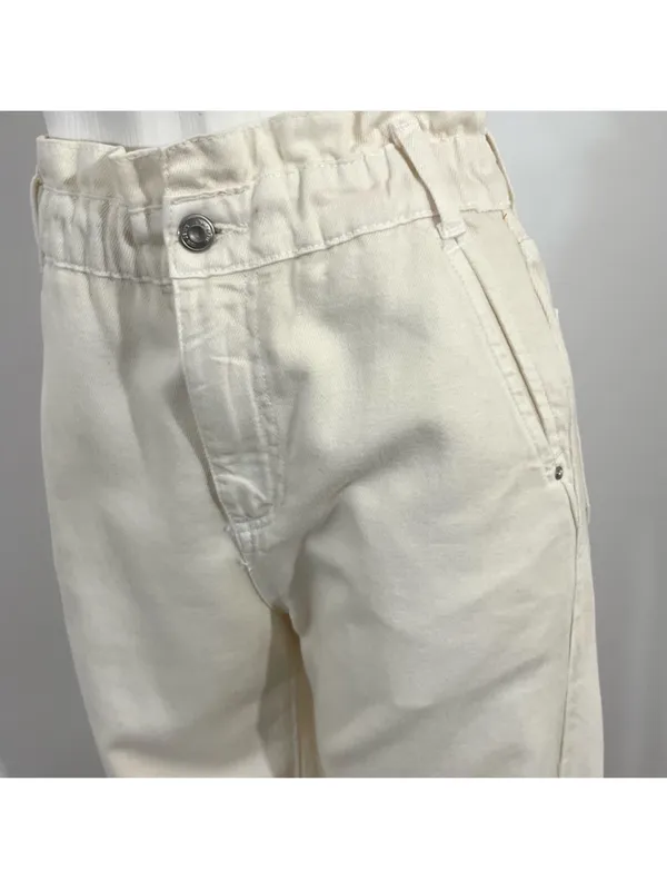Zara baggy high waisted paperbag jeans in Ecru.....size US 2 - Image 6