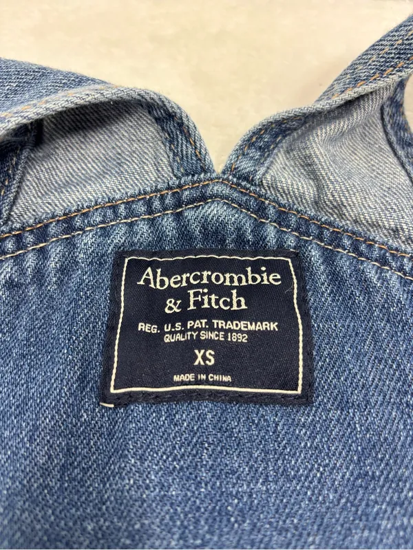 Abercrombie & Fitch Distressed Light Blue Denim Overalls Size XS - Image 5