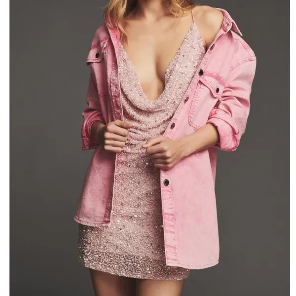 Retrofete Sequin Beaded Pink Dress - Image 13