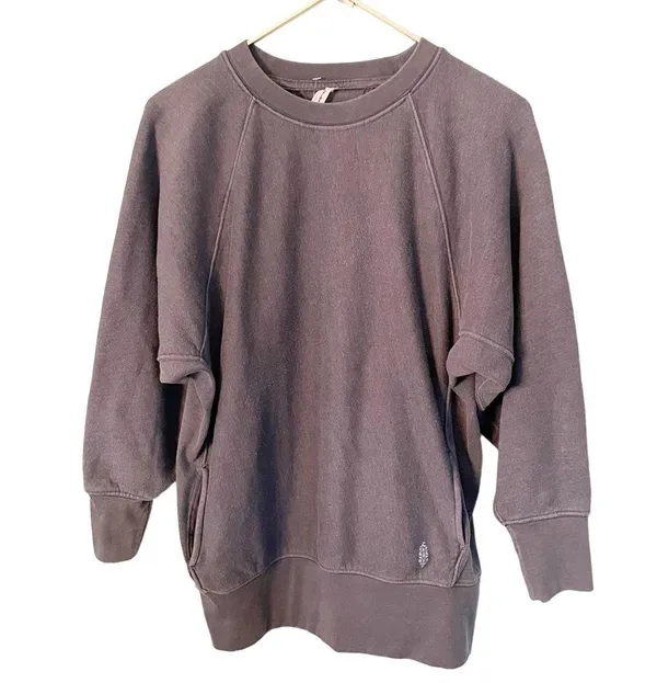 Free People FP Movement Size XS Grey Better Days Crewneck Sweatshirt Pockets - Image 2
