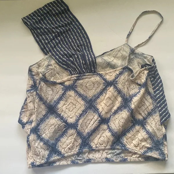 Free People ‘Call On Me’ asymmetrical strap blue boho ruffle tank, size small - Image 10
