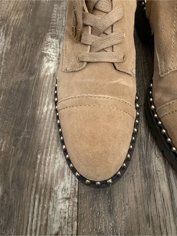 Sam Edelman Taupe Suede Studded Lace-Up Ankle Boots Size 8.5 - Image 15