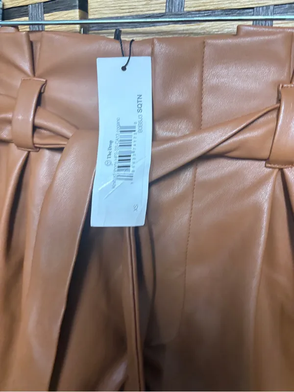 The Drop Brown Faux Leather Shorts Size XS - Image 4