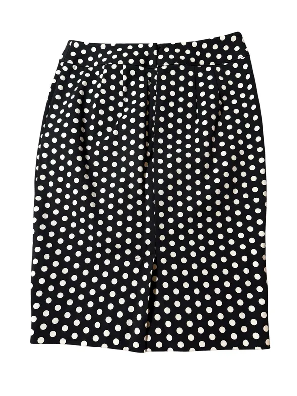 Loft Ann Taylor Black & White Polka Dot Skirt Sz 0 Office Lined Pencil Skirt Classic - Image 4