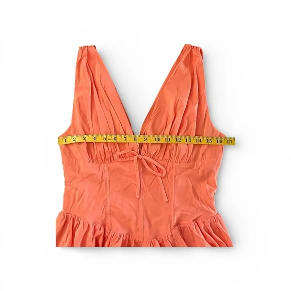 Boho Chic Corset-Style Waist Mini Dress‎ in Coral - Large - Image 5