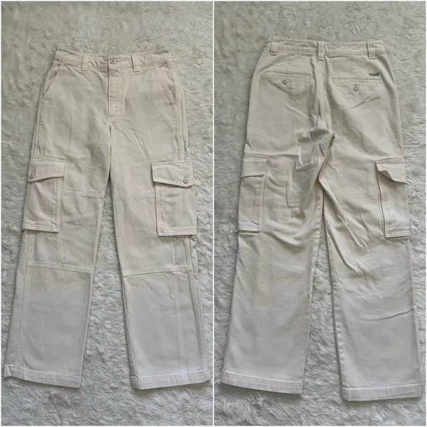 Aritzia Tna Pants Troop Cargo Pant Mid-Rise Utility 100% Cotton Cream Sz 4 - Image 3