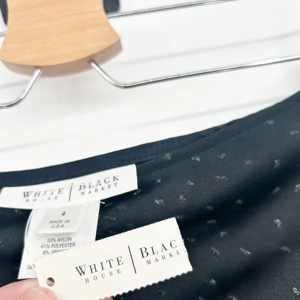 NWT White House Black Market‎ Womens Black Silver Glitter Starburst Midi Skirt 4 - Image 6