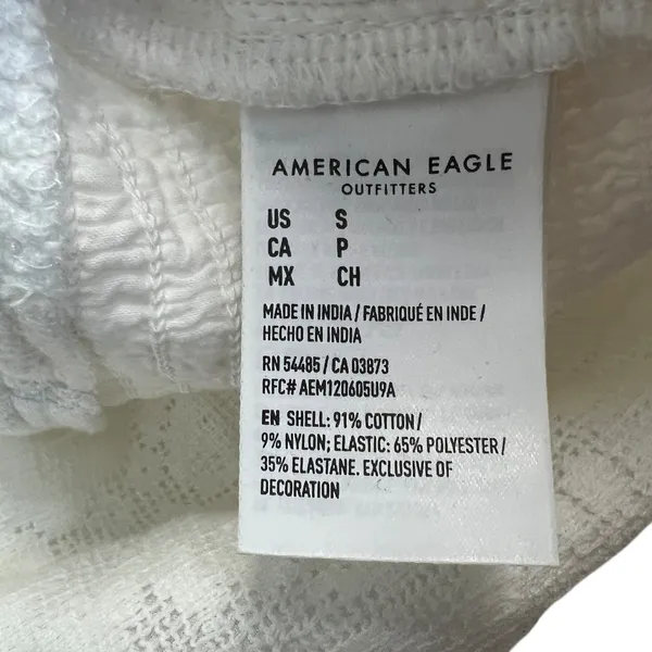 NWT American Eagle Floral Lace Crop Top White Boho Smocked Back Size S - Image 5