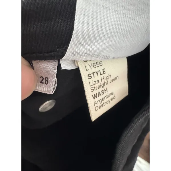 Reformation‎ Liza High Straight Jean Black Destroyed Distressed Raw Hem Size 28 - Image 8