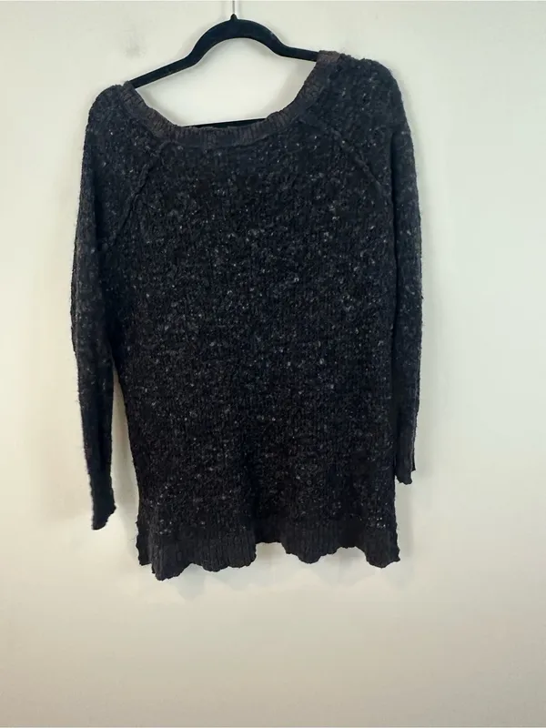 Free People Charcoal Nubby Knit Women's Sweater V-Neck Size Small Women's - Image 6