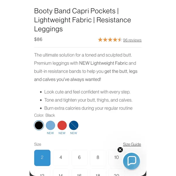 Sweetflexx Black Booty Band Capri Resistance Toning Leggings Size 10 Ruched - Image 9
