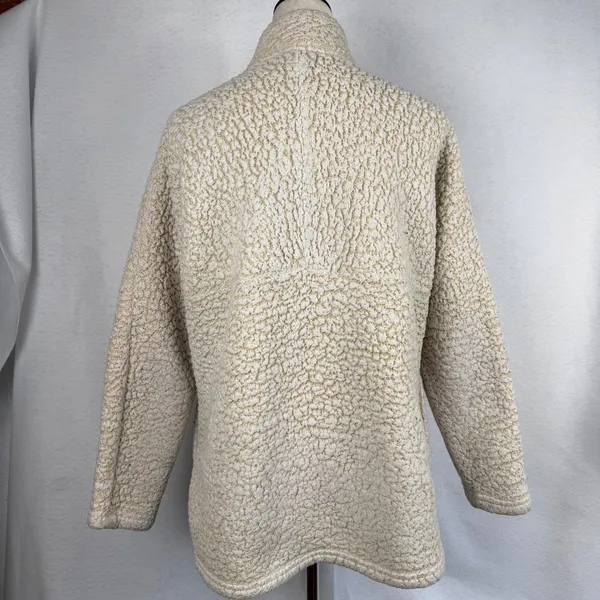 Sherpa Fleece Quarter Zip Pullover Oatmeal‎ Heather Cream Womens Size Large Cozy - Image 4
