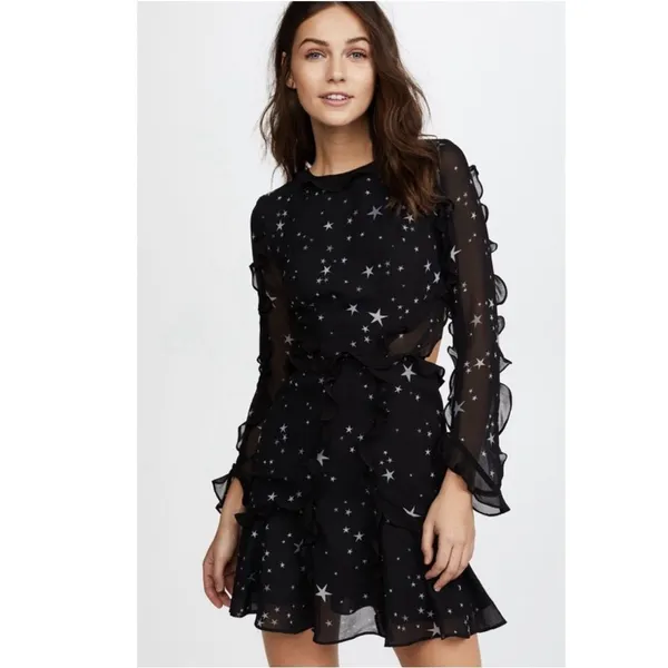 Fame & Partners Kye Star Print Ruffle Open Back Mini Dress Size 2 NWT - Image 3
