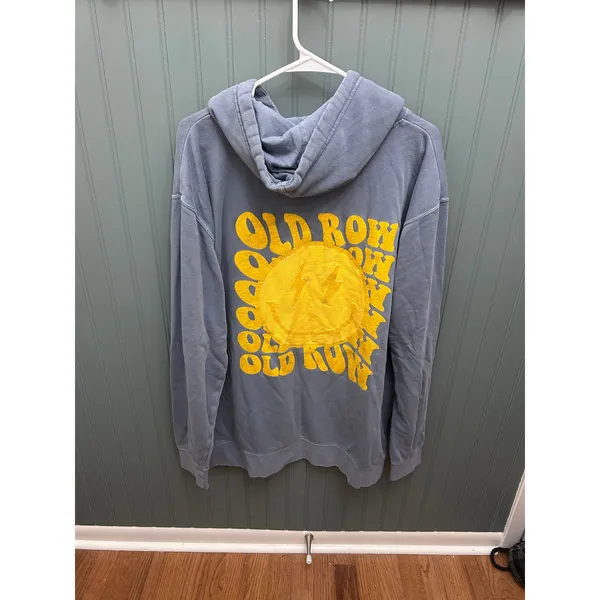 Old Row Hoodie Sweatshirt XL Blue‎ Yellow Graphic Pullover Athleisure Top - Image 4