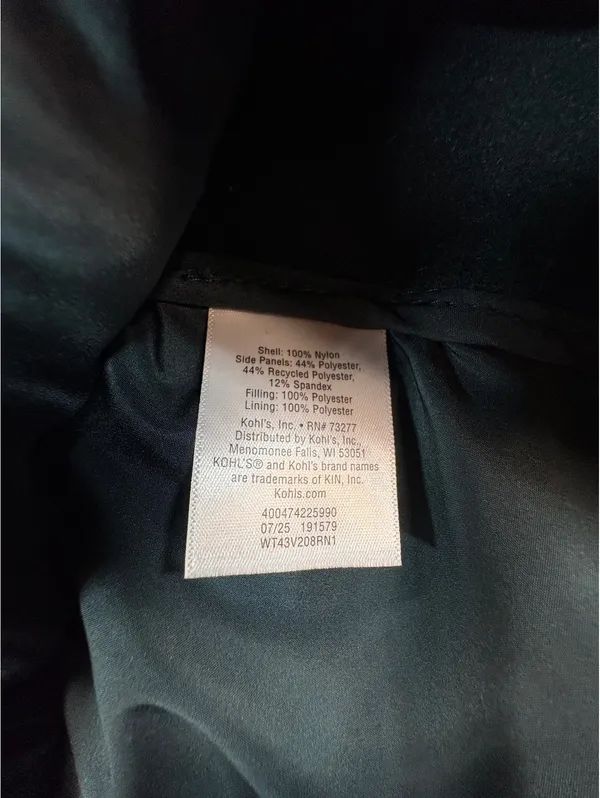 Tek Gear Women’s Small Puffer Vest Dark Green Full Zip Fleece Side Panels - Image 7