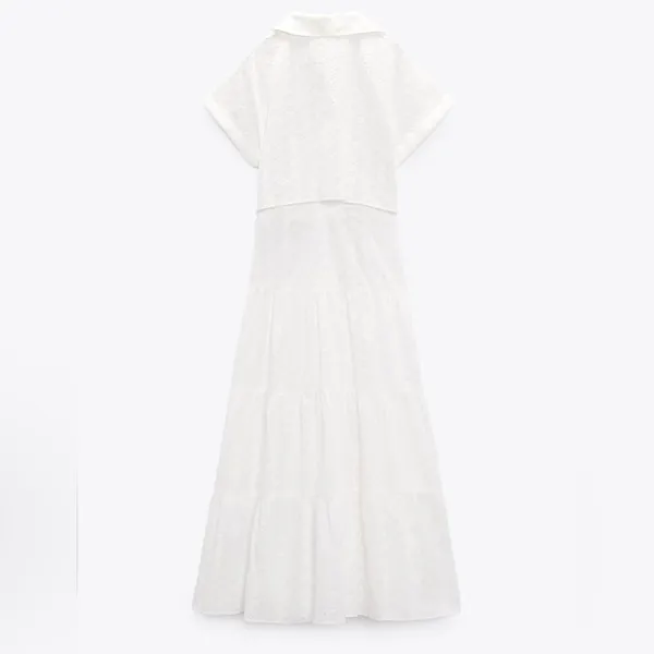🌷- New Zara OPENWORK EMBROIDERED‎ MIDI SHIRT DRESS - Image 2