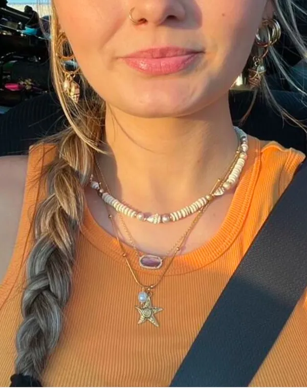 Handmade 18k Gold Plated Starfish & Pearl Necklace - Image 5