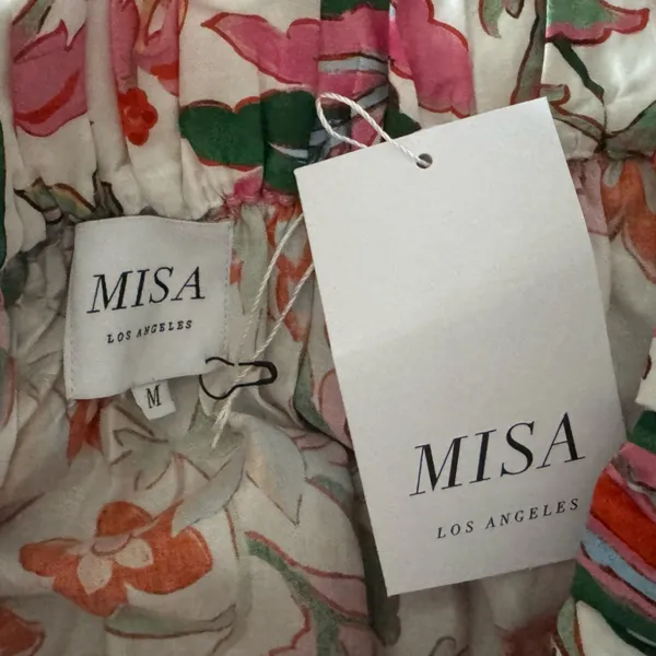 NEW MISA Los Angeles‎ Marta Floral Off-Shoulder Smocked Mini Dress Medium - Image 5