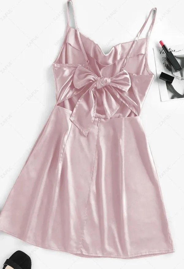 SHEIN Satin Draped Cowl Neck Spaghetti Strap Mini Dress  - Image 3