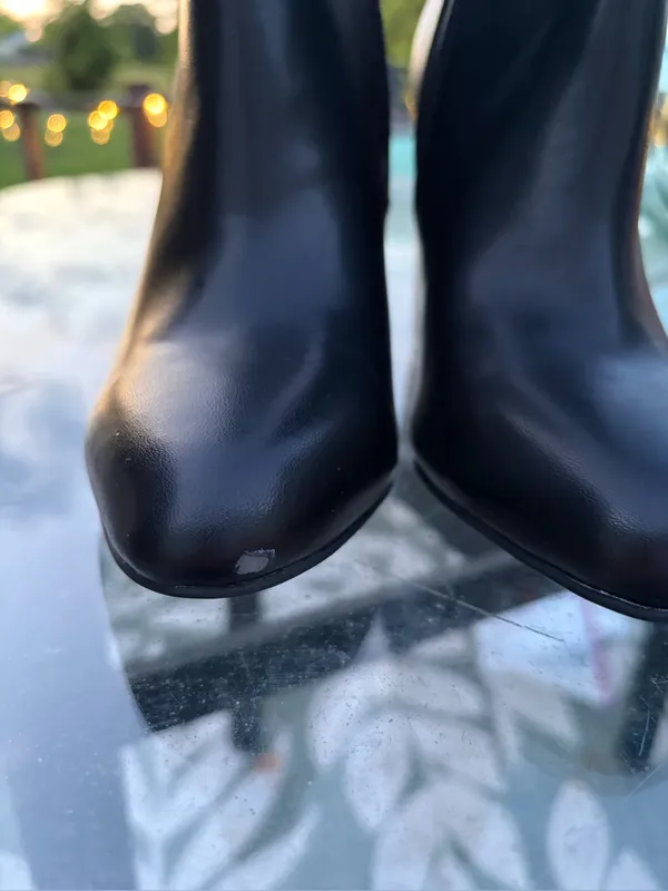 NWT Nine West Ankle Boots Square Heel 5 1/2 Black Vegan Leather Rock Emo Goth - Image 7