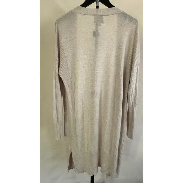 Pink Rose L Oatmeal Longline Open Front Cardigan Duster Pockets MSRP ~$35 - Image 2