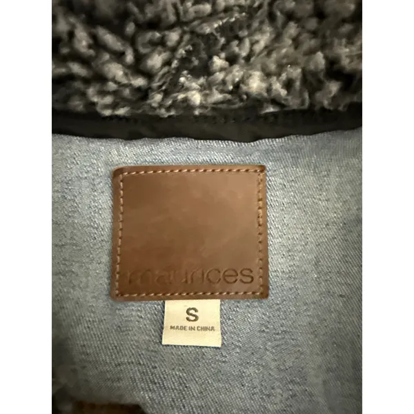 Maurice’s Fleece Sherpa Jean Denim Hooded Trucker Grunge Jacket Size Small - Image 3