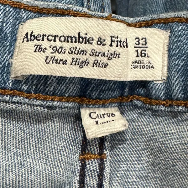 Abercrombie and Fitch 90’s Slim Straight Ultra High Rise Jeans Women’s 33/16 - Image 2